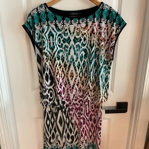 Style & Co - Capped Sleeve Multicolor Geometric Pattern Dress - Ladies Sz Small